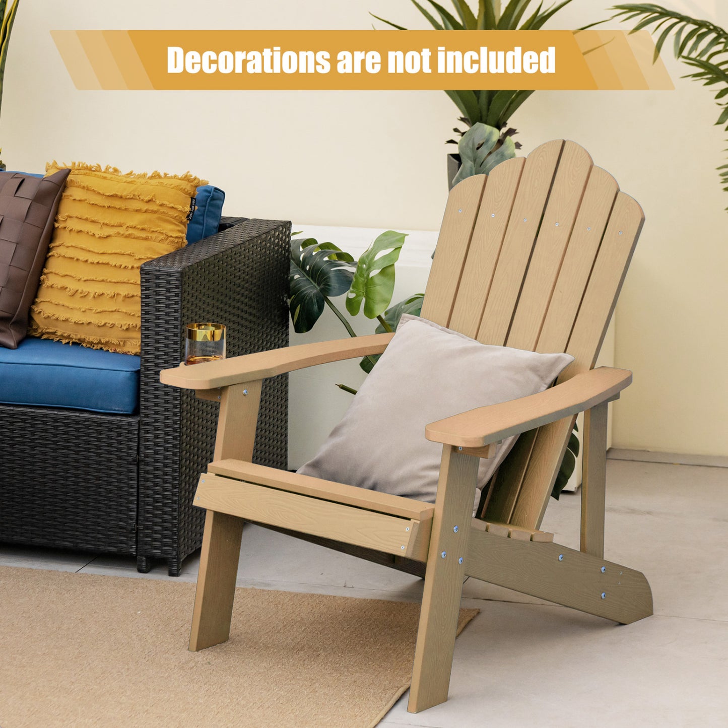 Weather Resistant HIPS Outdoor Adirondack Chair With Cup Holder, Coffee Adirondack Chairs at Gallery Canada