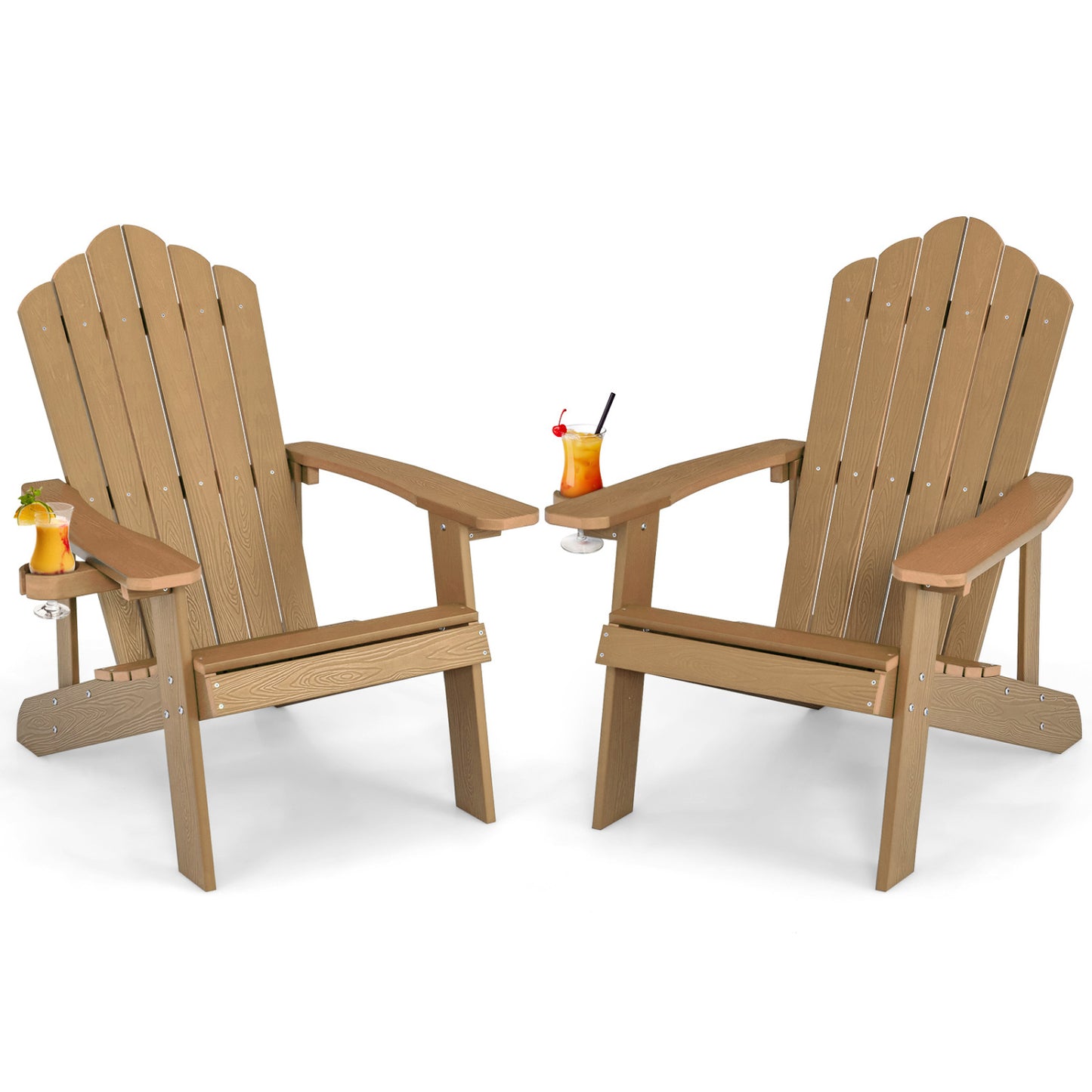 Weather Resistant HIPS Outdoor Adirondack Chair With Cup Holder, Coffee Adirondack Chairs at Gallery Canada