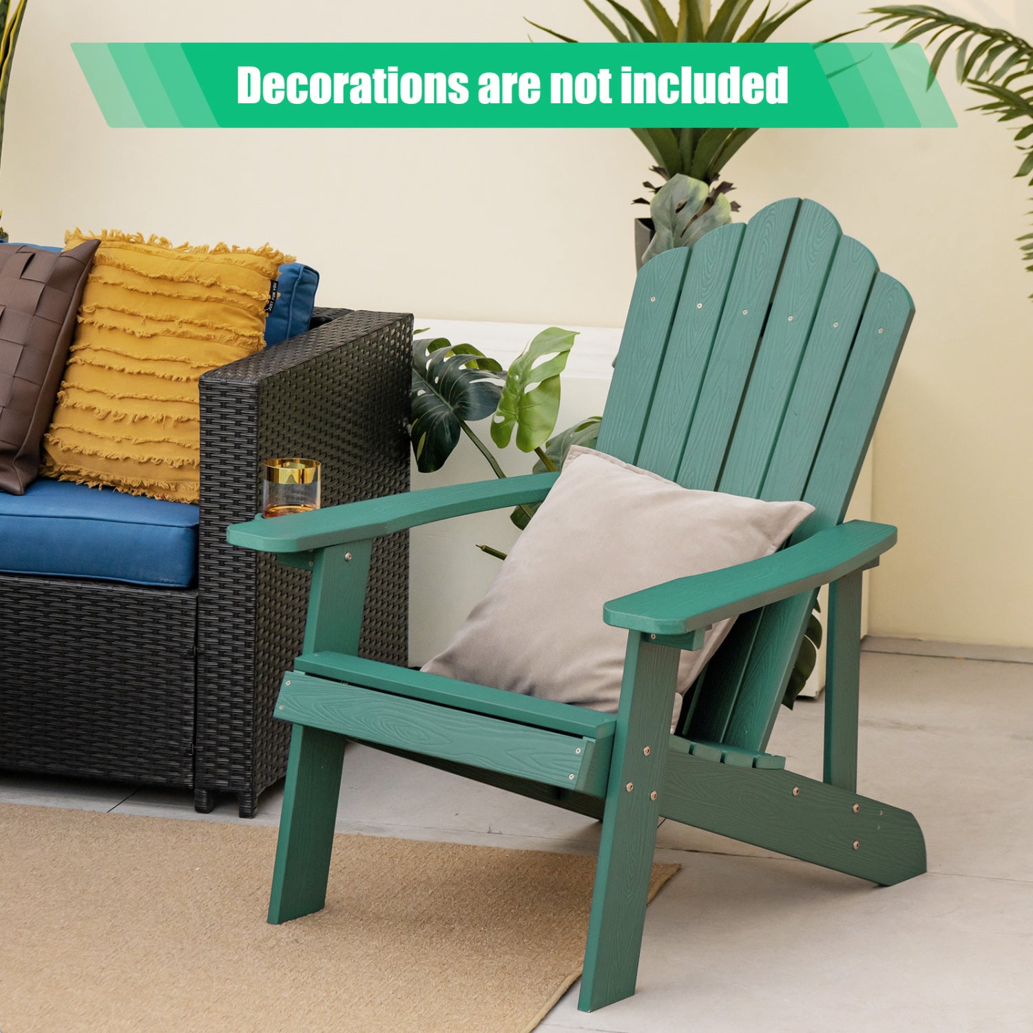 Weather Resistant HIPS Outdoor Adirondack Chair, With Cup Holder, Green Adirondack Chairs at Gallery Canada