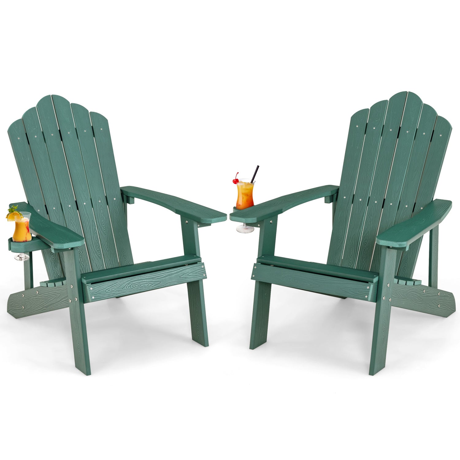 Weather Resistant HIPS Outdoor Adirondack Chair, With Cup Holder, Green Adirondack Chairs at Gallery Canada