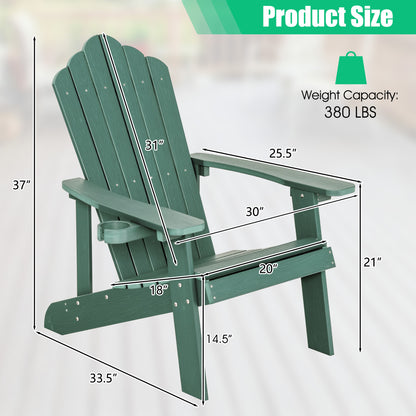 Weather Resistant HIPS Outdoor Adirondack Chair, With Cup Holder, Green Adirondack Chairs at Gallery Canada