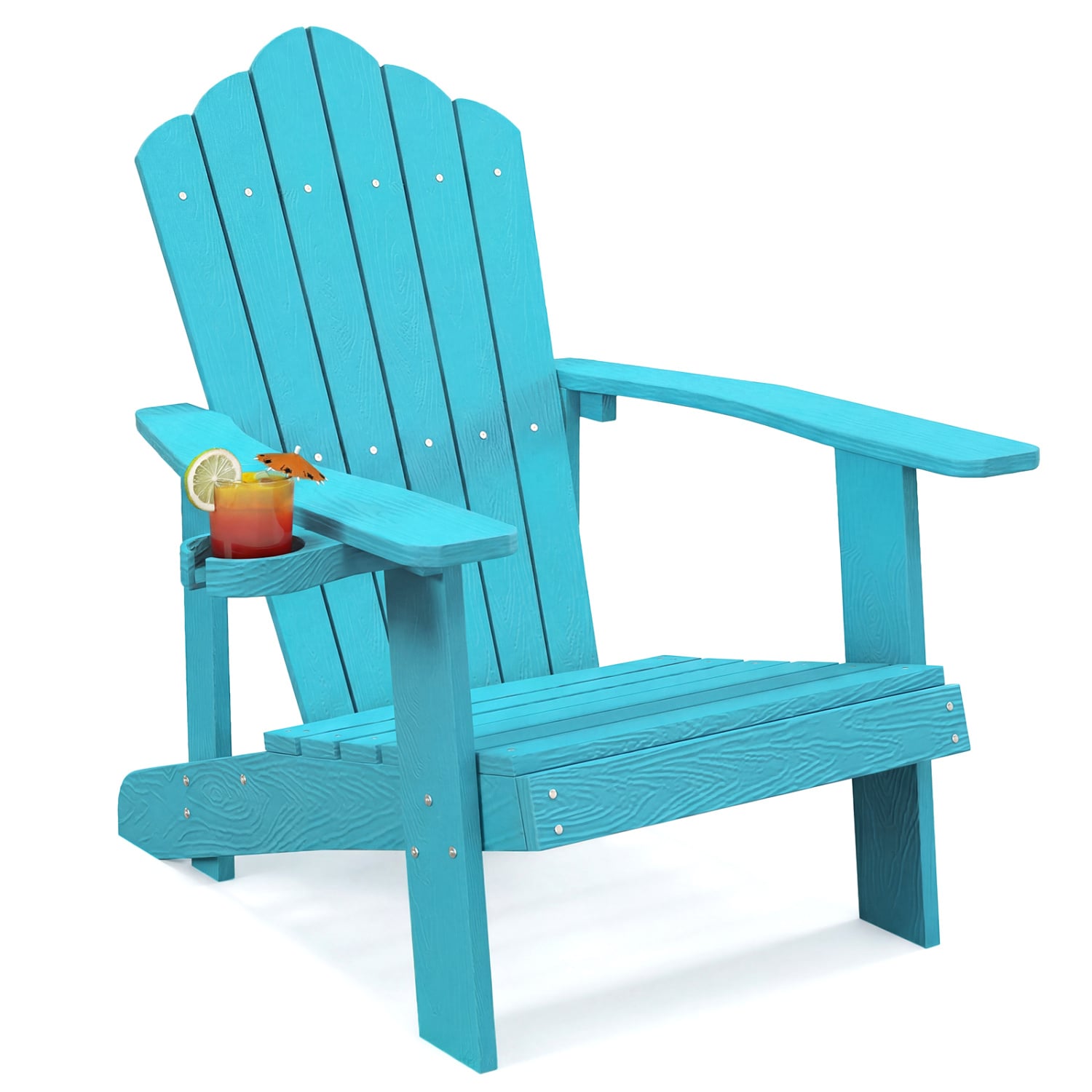 Outdoor Adirondack Chair, Weather Resistant HIPS, With Cup Holder, Turquoise Adirondack Chairs at Gallery Canada