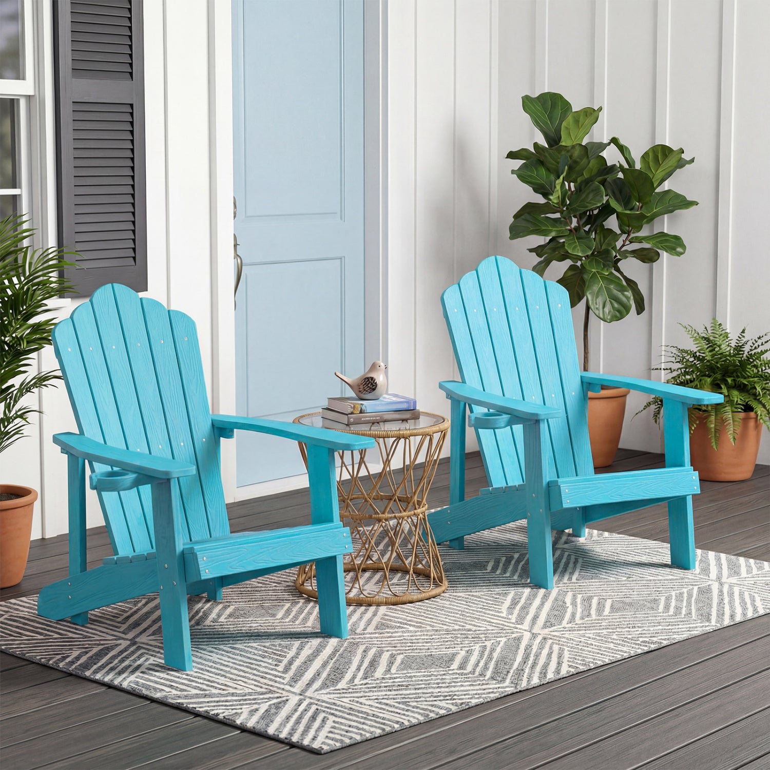 Outdoor Adirondack Chair, Weather Resistant HIPS, With Cup Holder, Turquoise Adirondack Chairs at Gallery Canada