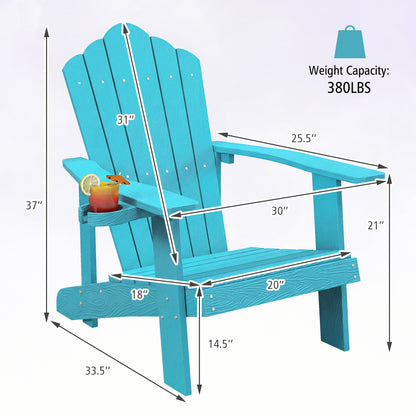 Outdoor Adirondack Chair, Weather Resistant HIPS, With Cup Holder, Turquoise Adirondack Chairs at Gallery Canada