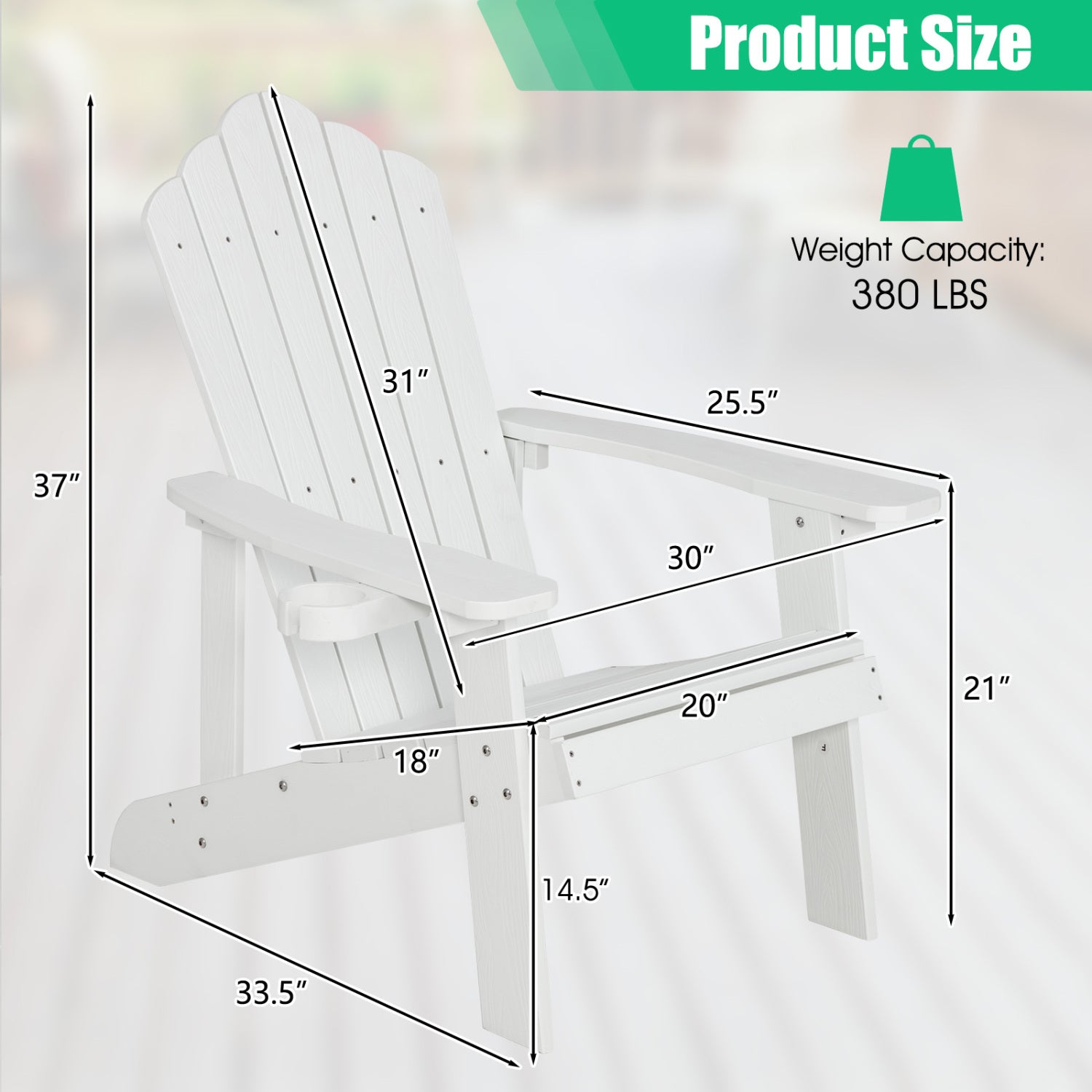 Weather Resistant HIPS Outdoor Adirondack Chair, White Adirondack Chairs at Gallery Canada