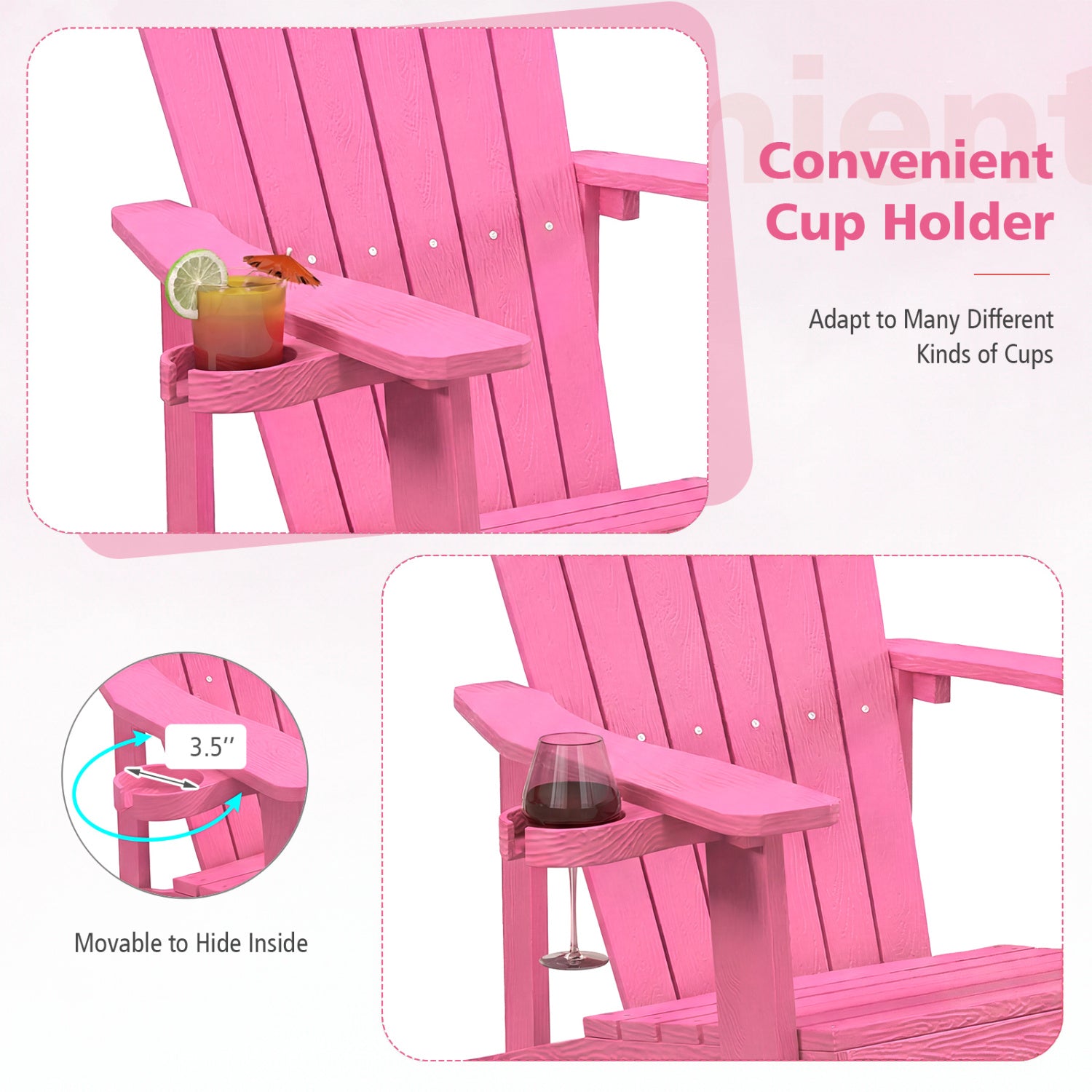 Outdoor Adirondack Chair, Weather Resistant HIPS, Pink Adirondack Chairs at Gallery Canada