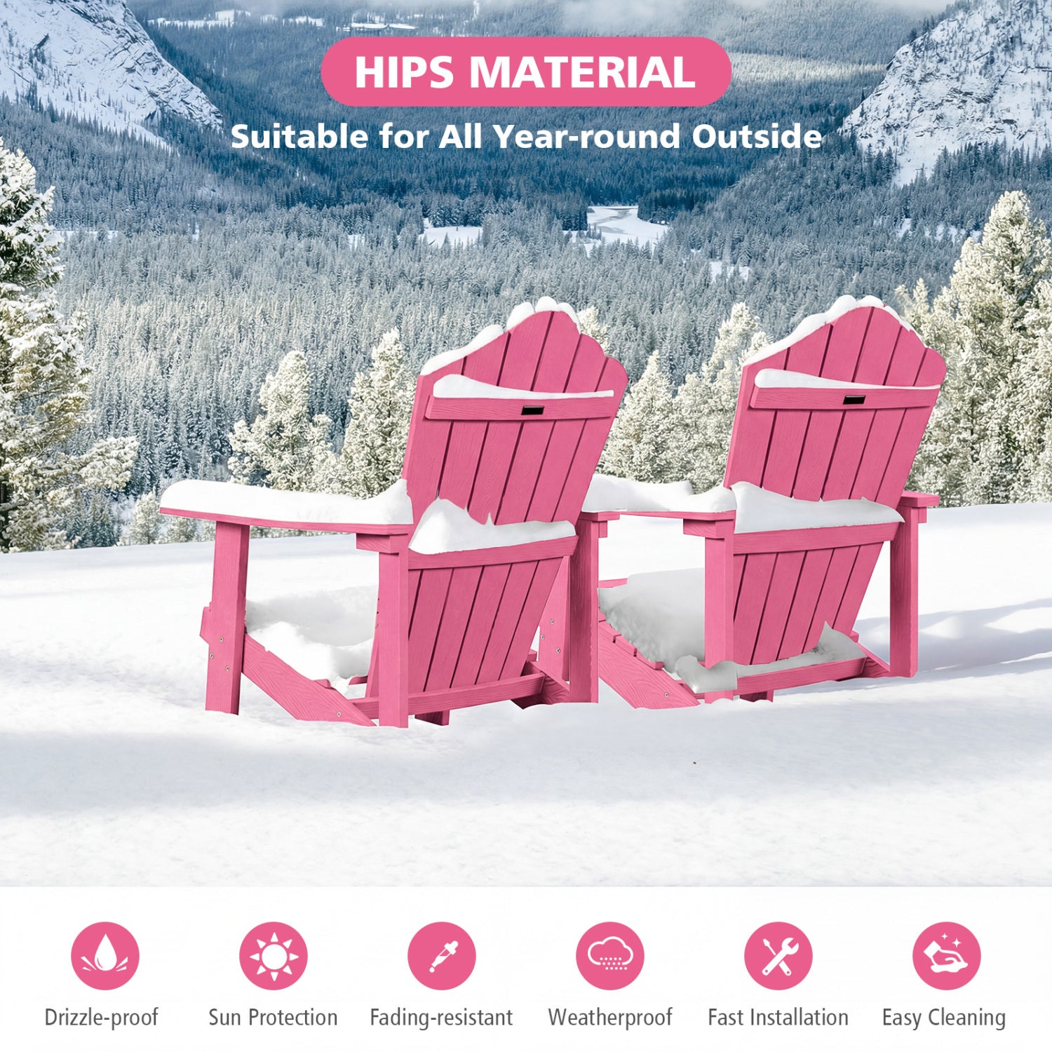 Outdoor Adirondack Chair, Weather Resistant HIPS, Pink Adirondack Chairs at Gallery Canada