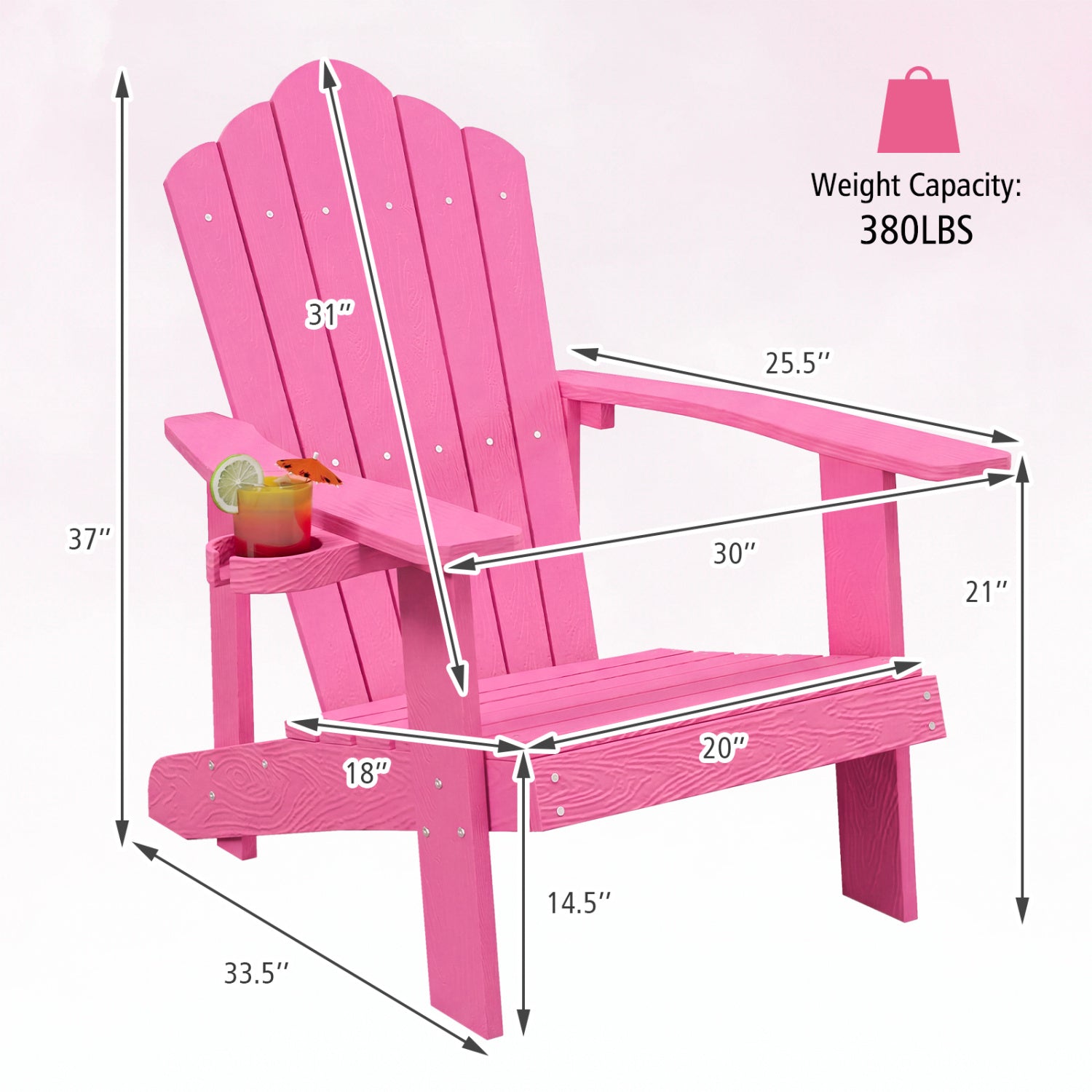 Outdoor Adirondack Chair, Weather Resistant HIPS, Pink Adirondack Chairs at Gallery Canada