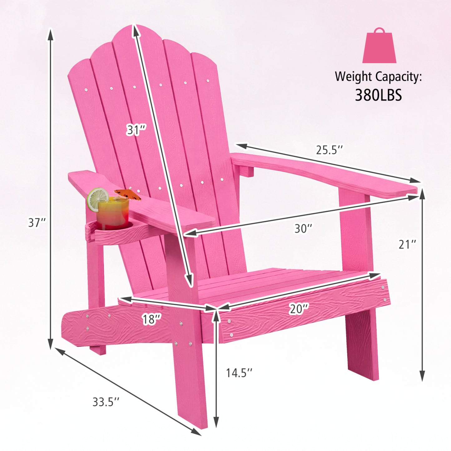 Outdoor Adirondack Chair, Weather Resistant HIPS, Pink Adirondack Chairs at Gallery Canada