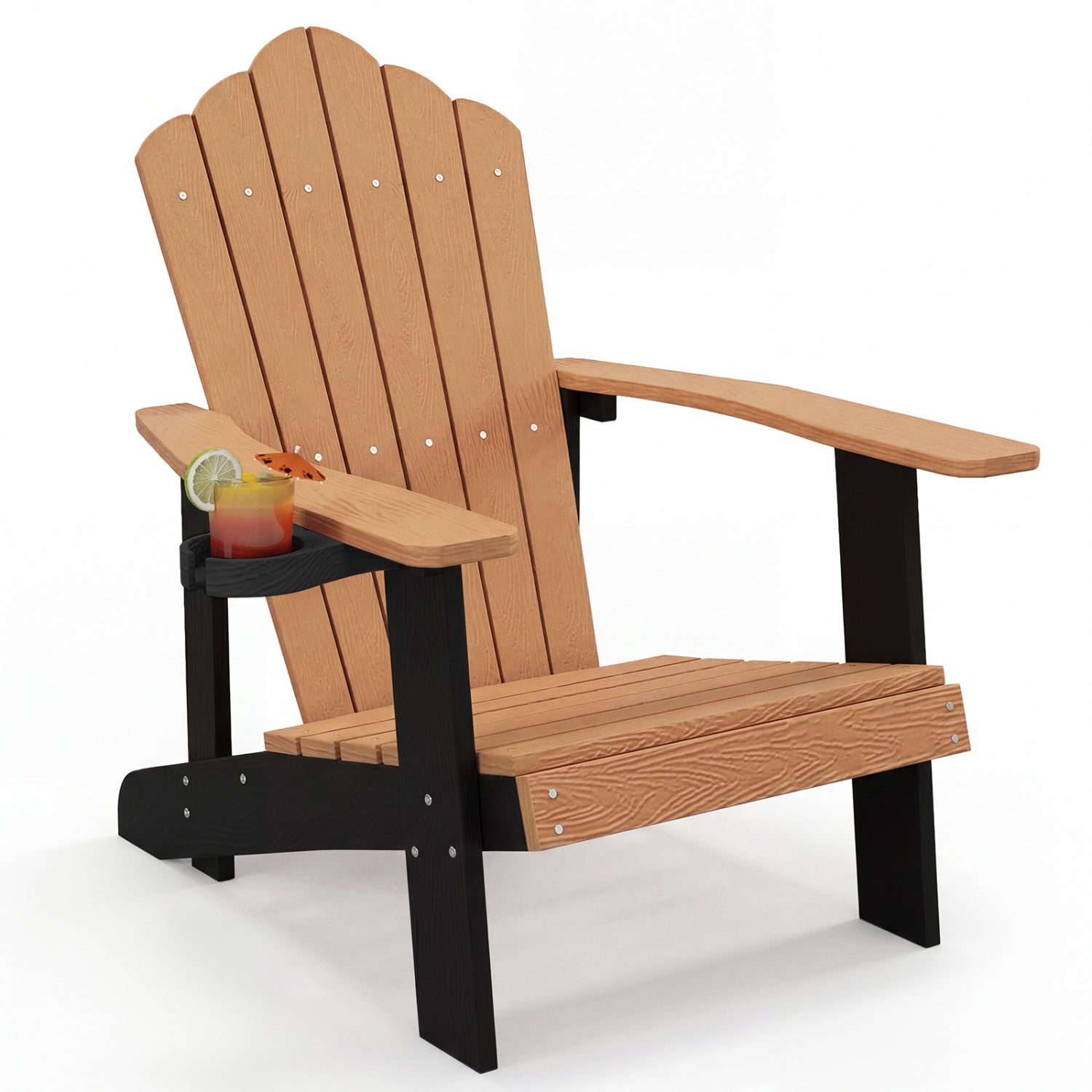 Weather Resistant HIPS Outdoor Adirondack Chair With Cup Holder, Brown Adirondack Chairs at Gallery Canada