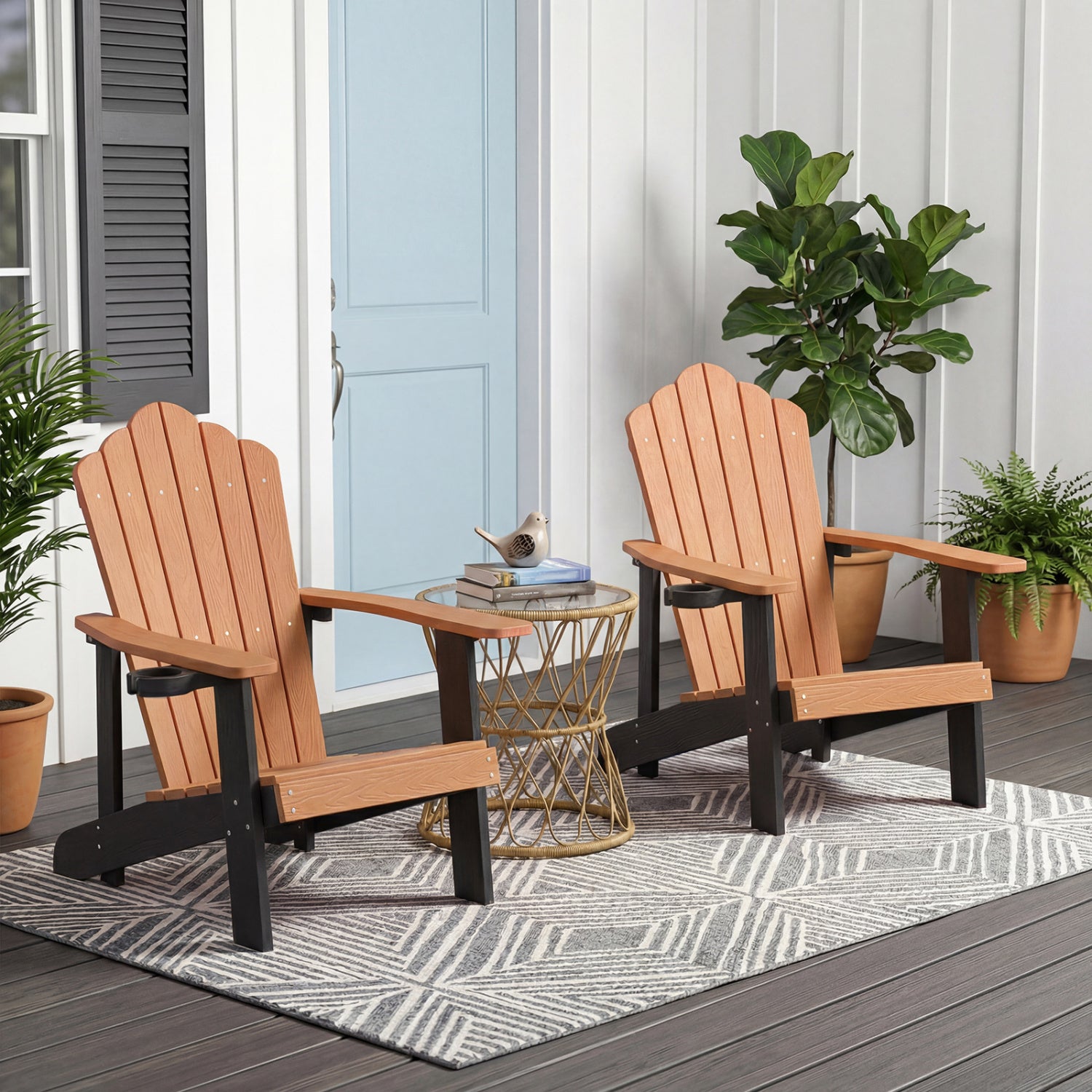 Weather Resistant HIPS Outdoor Adirondack Chair With Cup Holder, Brown Adirondack Chairs at Gallery Canada