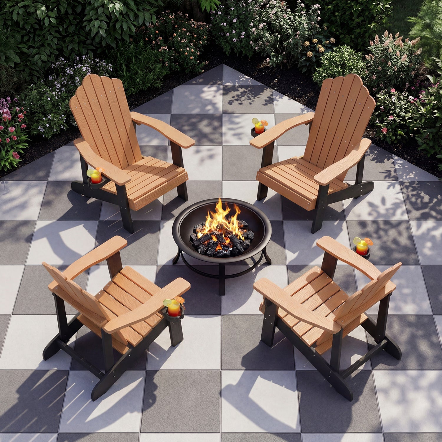Weather Resistant HIPS Outdoor Adirondack Chair With Cup Holder, Brown Adirondack Chairs at Gallery Canada