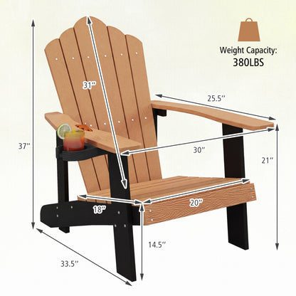 Weather Resistant HIPS Outdoor Adirondack Chair With Cup Holder, Brown Adirondack Chairs at Gallery Canada