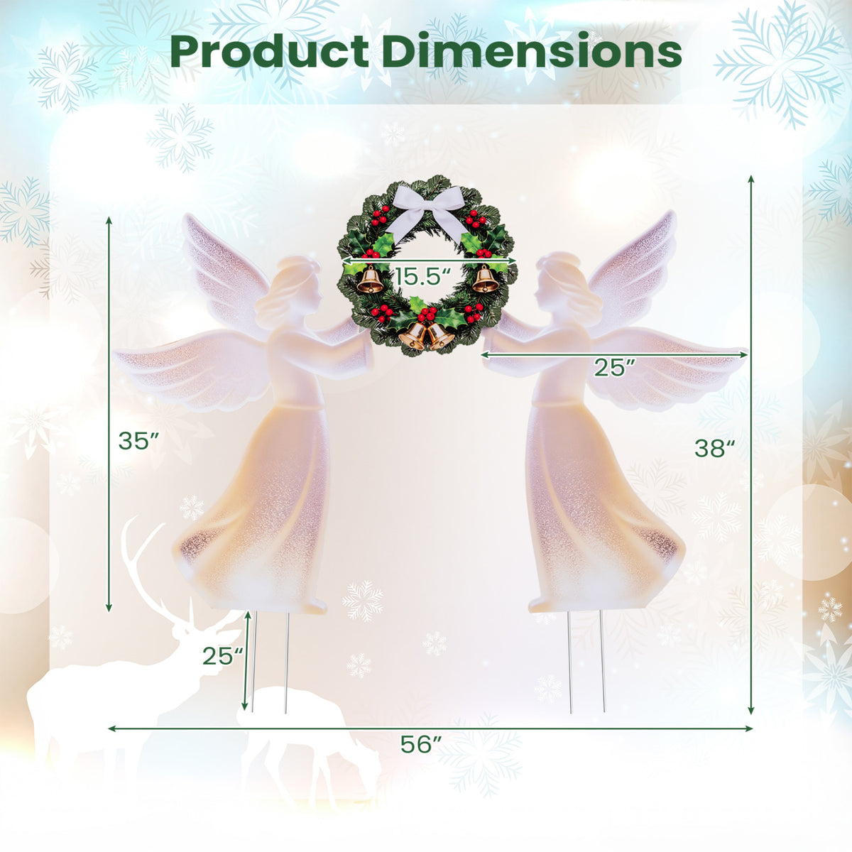 PVC Christmas Angel Decoration And Wreath Set, Pink