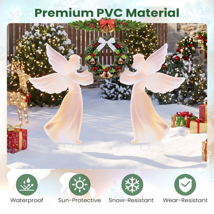 PVC Christmas Angel Decoration And Wreath Set, Pink