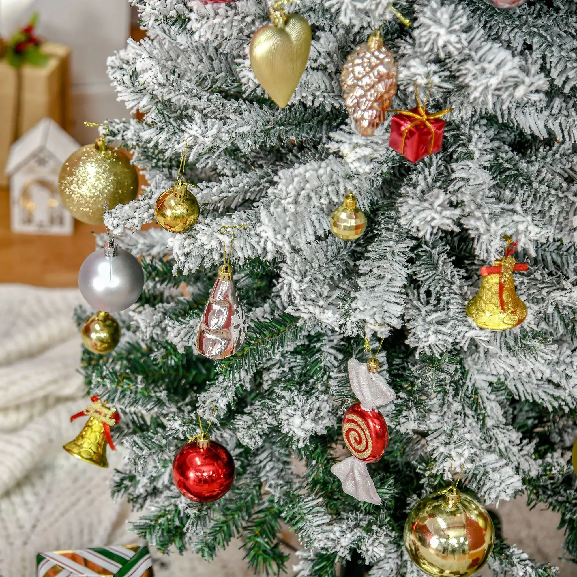 7.5ft Flocked Pencil Christmas Tree, Realistic Tips, Green Pencil Christmas Trees at Gallery Canada