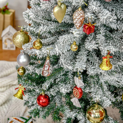 7.5ft Flocked Pencil Christmas Tree, Realistic Tips, Green Pencil Christmas Trees at Gallery Canada