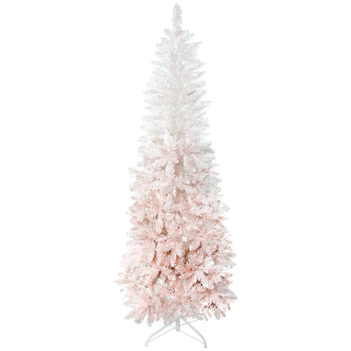 5ft Artificial Christmas Tree, Pine Realistic Branches, Auto Open, Pink White