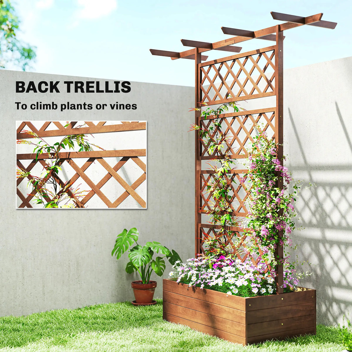 Wooden Planter with Trellis, Raised Garden Bed, Orange Raised Garden Beds at Gallery Canada