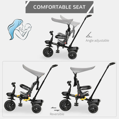Kids Tricycle, 4 In 1 Trike, Adjustable Seat, Removable Canopy, Grey Tricycles for Kids at Gallery Canada
