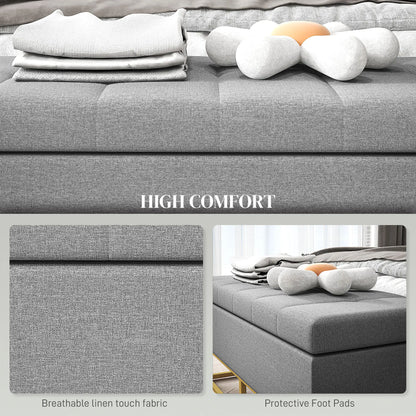 Flip Top Storage Ottoman, Upholstered Bench, Linen Footstool, Grey Storage Ottomans & Benches at Gallery Canada