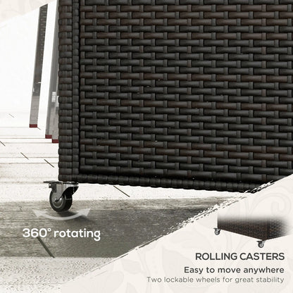 2-Tier PE Rattan Bar Cart, Glass Top Outdoor Kitchen Island, Mixed Brown, Brown Kitchen Islands & Kitchen Carts at Gallery Canada