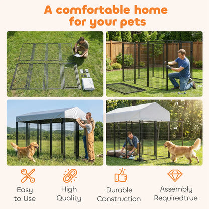 Outdoor Dog Kennel With Roof, 8' x 4' x 6', Heavy Duty Welded Wire Playpen Dog Kennels at Gallery Canada