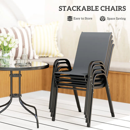 Five-Piece Steel Patio Set, Glass-Top Table, Dark Grey Outdoor Dining Sets at Gallery Canada