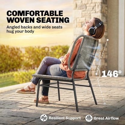 3 Piece Wicker Patio Set, Steel Table, Rattan Outdoor Furniture, Grey Bistro Sets at Gallery Canada