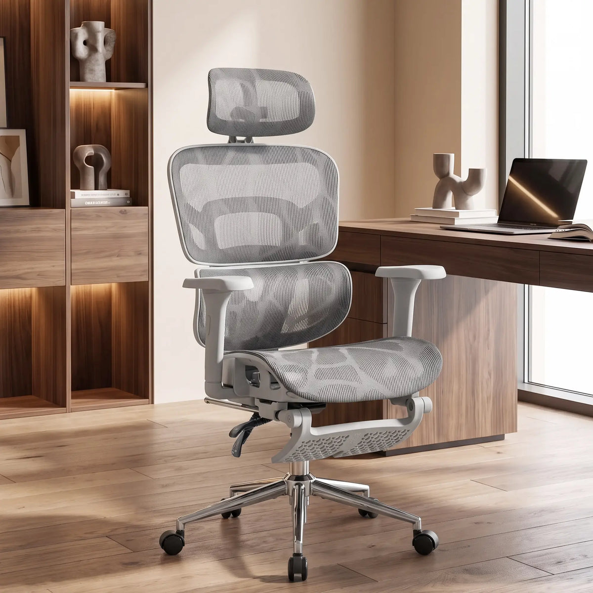 Ergonomic Office Chair, Mesh Reclining, Grey
