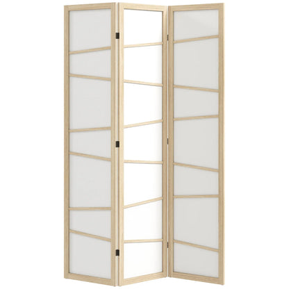 66.9" Folding Room Divider, 3 Panel Wood Frame Partition, Natural Wood Room Dividers at Gallery Canada