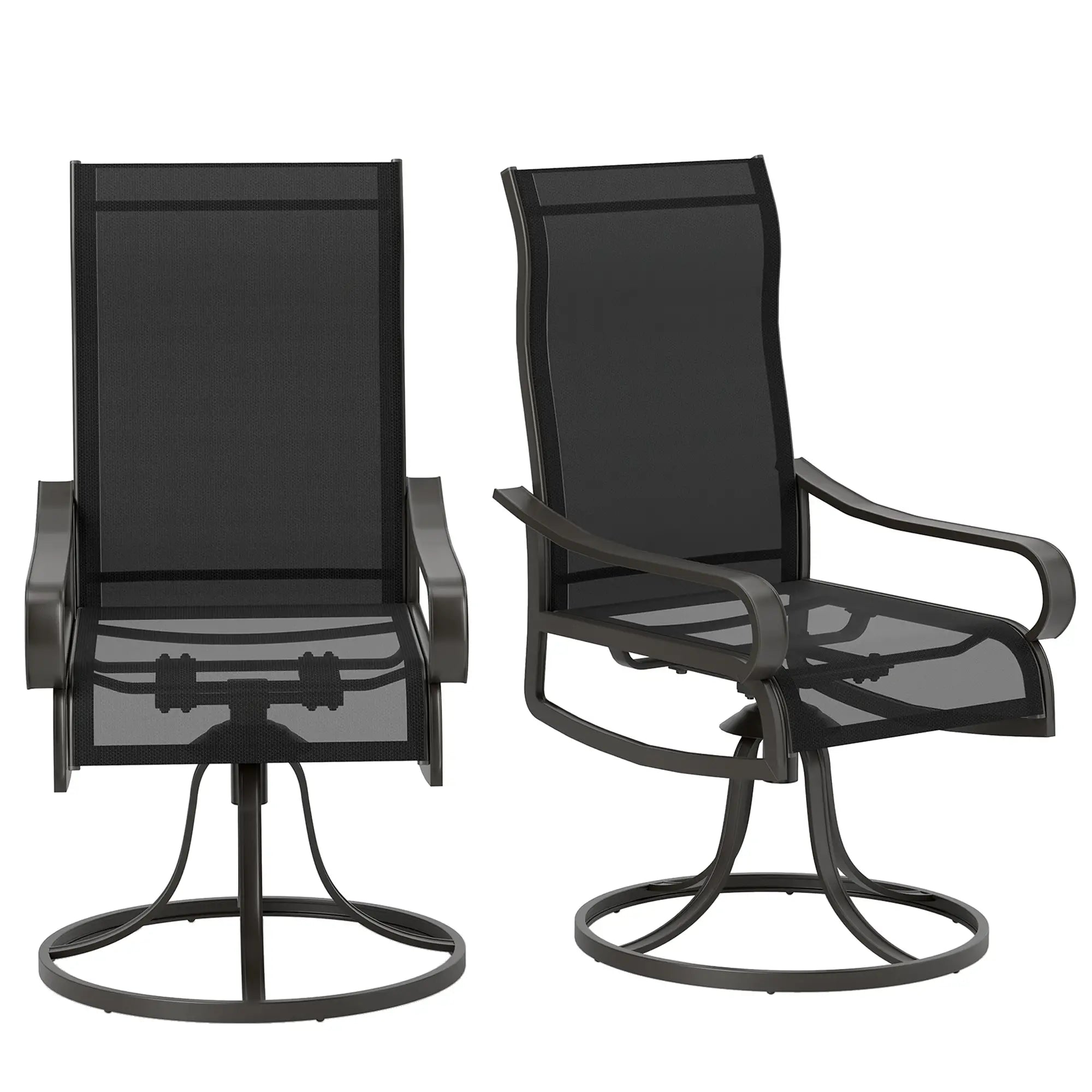 2-Piece Swivel Patio Dining Chairs, 360° Swivel Rocking, Black Patio Chairs Black, Brown at Gallery Canada