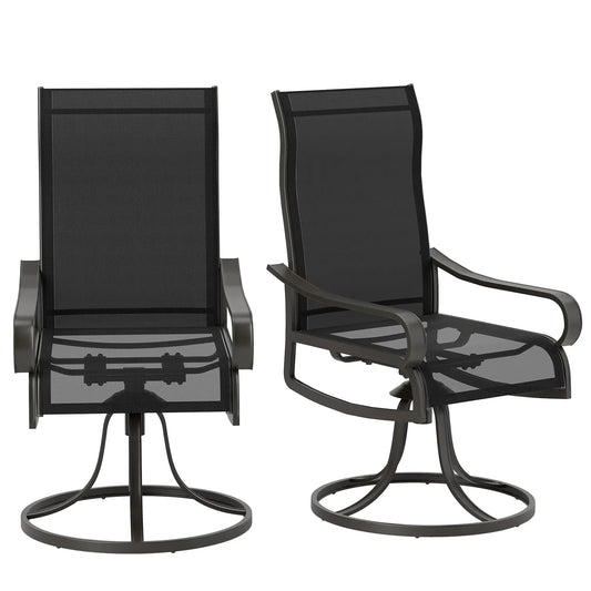 2-Piece Swivel Patio Dining Chairs, 360° Swivel Rocking, Black Patio Chairs Black, Brown at Gallery Canada