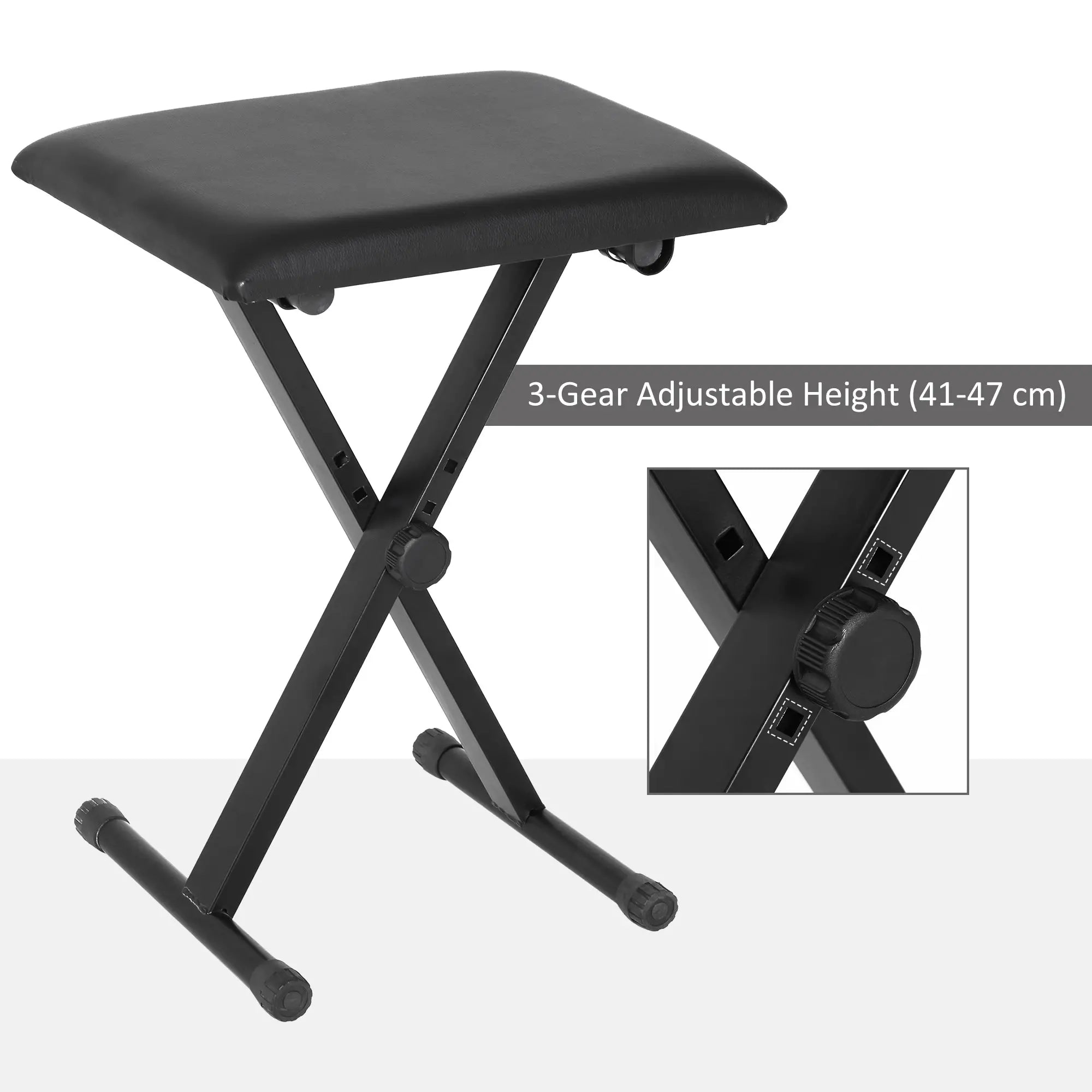 Adjustable Piano Bench, X-Style Folding Stool, Padded Seat, Black Piano Benches at Gallery Canada