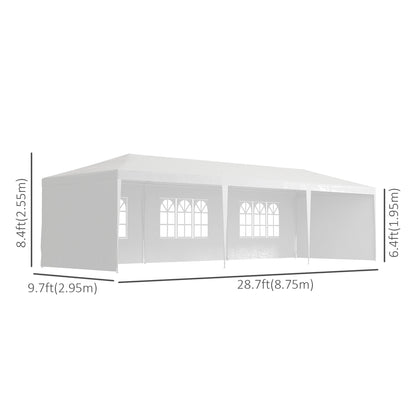 10' x 29' Party Tent, Canopy with Sidewalls, Transparent Windows, White Canopy Tents White at Gallery Canada