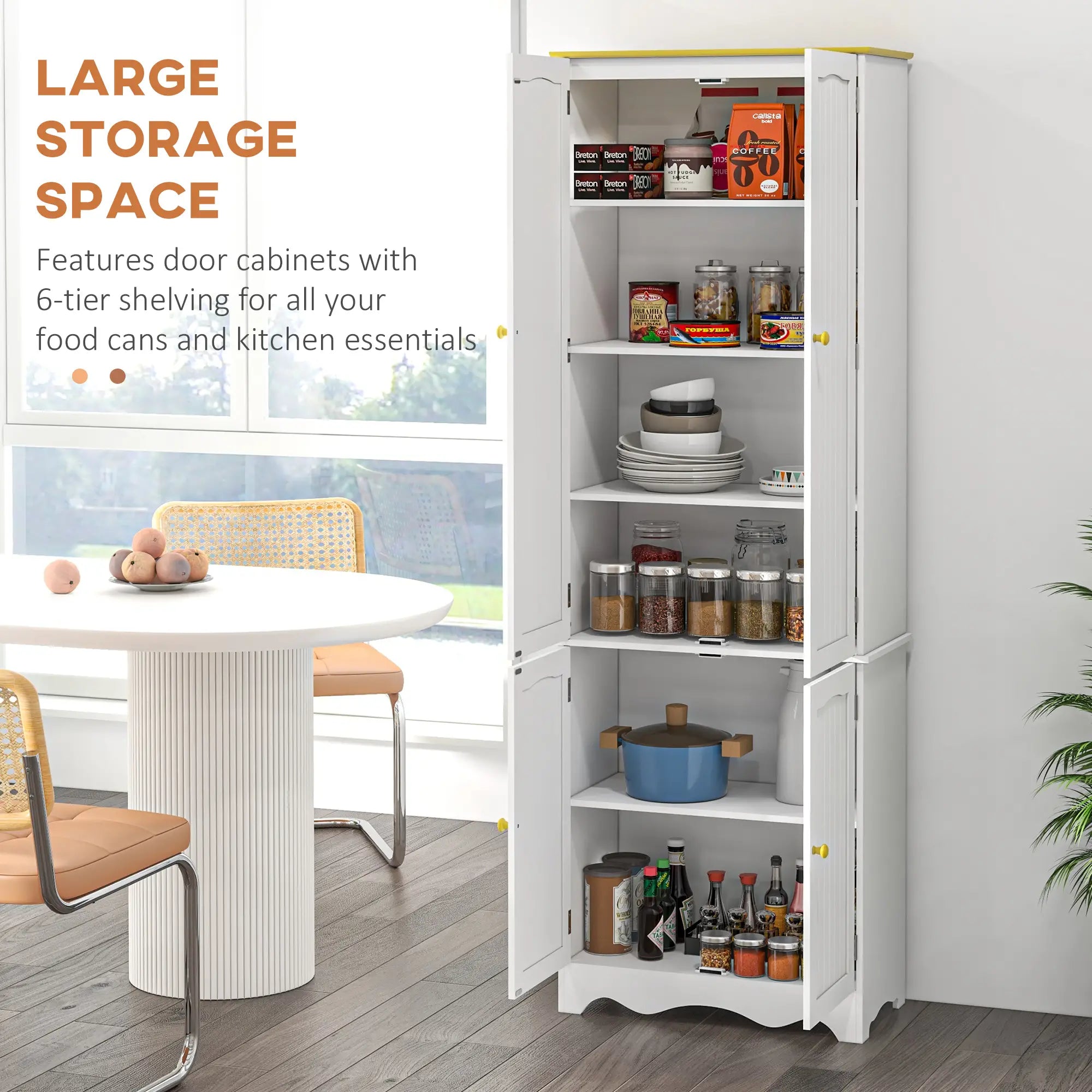 Freestanding Storage Cabinet, Kitchen Pantry with 4 Shelves, 4 Doors Kitchen Pantry Cabinets at Gallery Canada