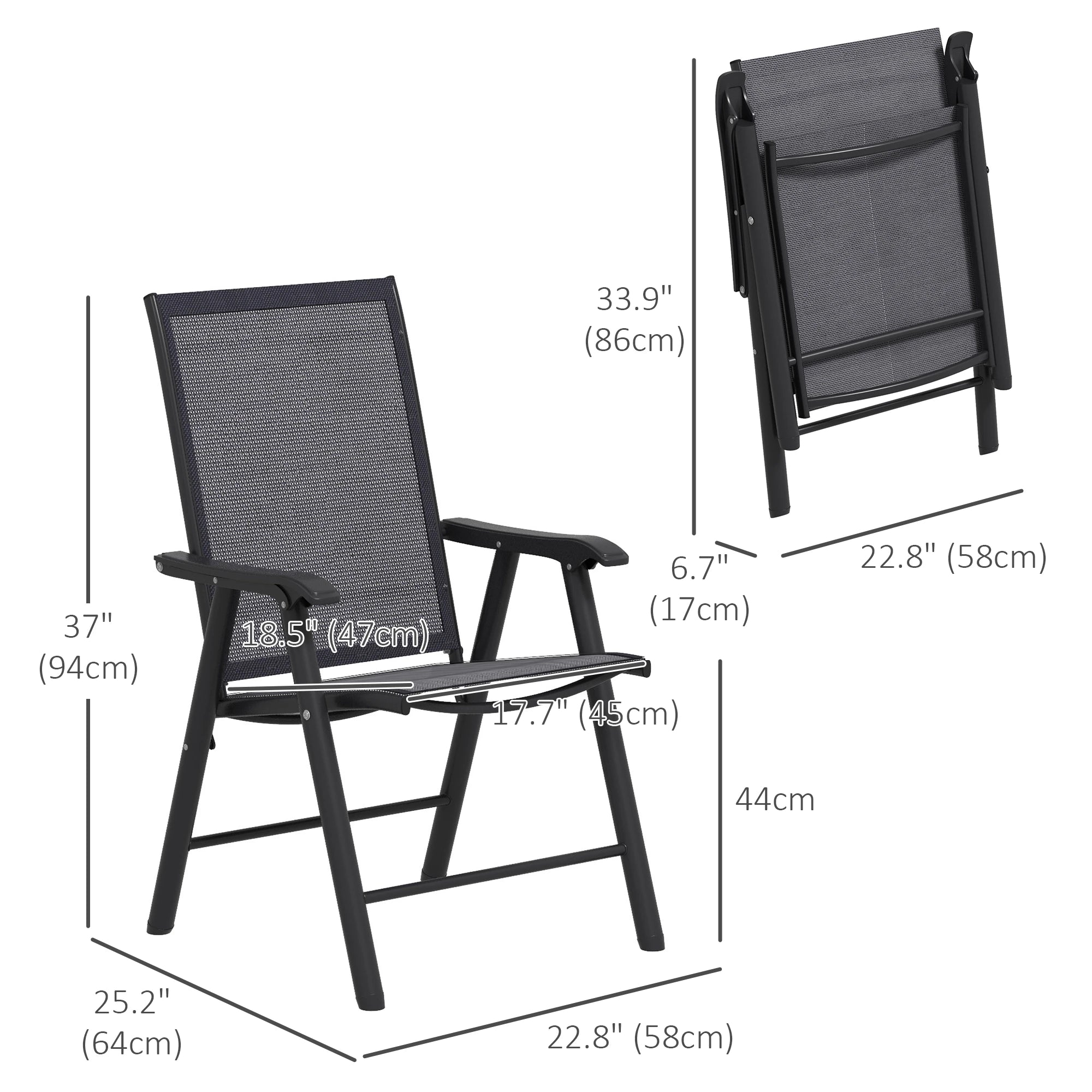 2-Piece Folding Chair Set, Patio Balcony Garden, Dark Grey Patio Chairs at Gallery Canada
