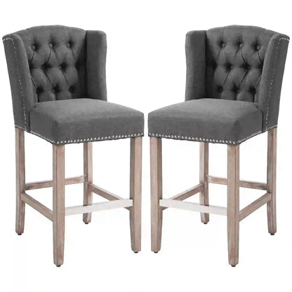 Counter Height Bar Stools Set of 2, Upholstered, Charcoal Grey Bar Stools Charcaol Grey at Gallery Canada