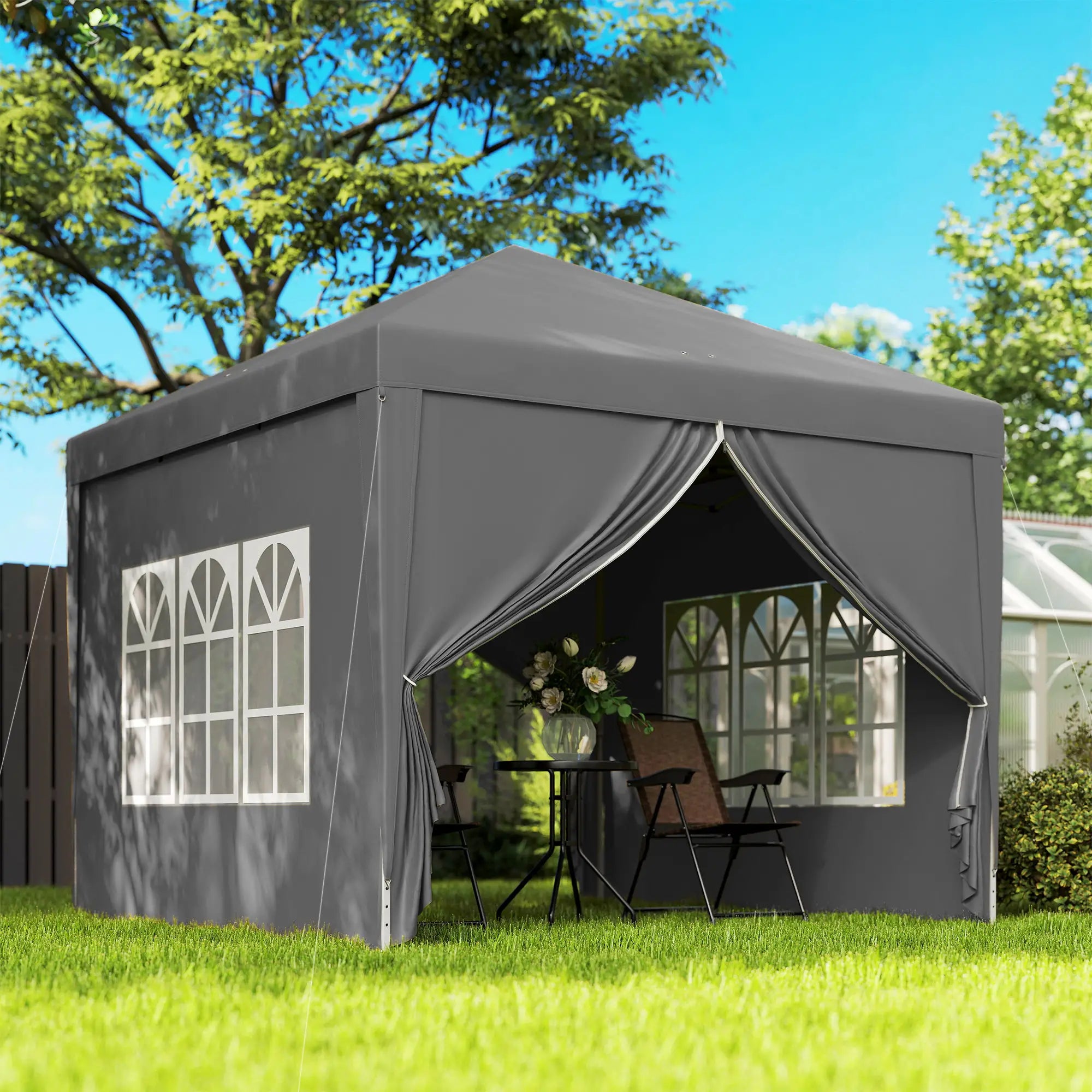 10'x10' Pop Up Party Tent, Wedding Gazebo Canopy, Grey Pop Up Canopies at Gallery Canada