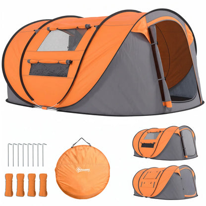 4 Person Pop Up Tent, Automatic Setup, Orange Camping Tents at Gallery Canada