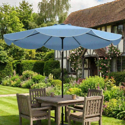 9' x 9' Round Market Umbrella, Tilt Crank, Patio Garden Poolside, Sky Blue Sun Umbrellas at Gallery Canada