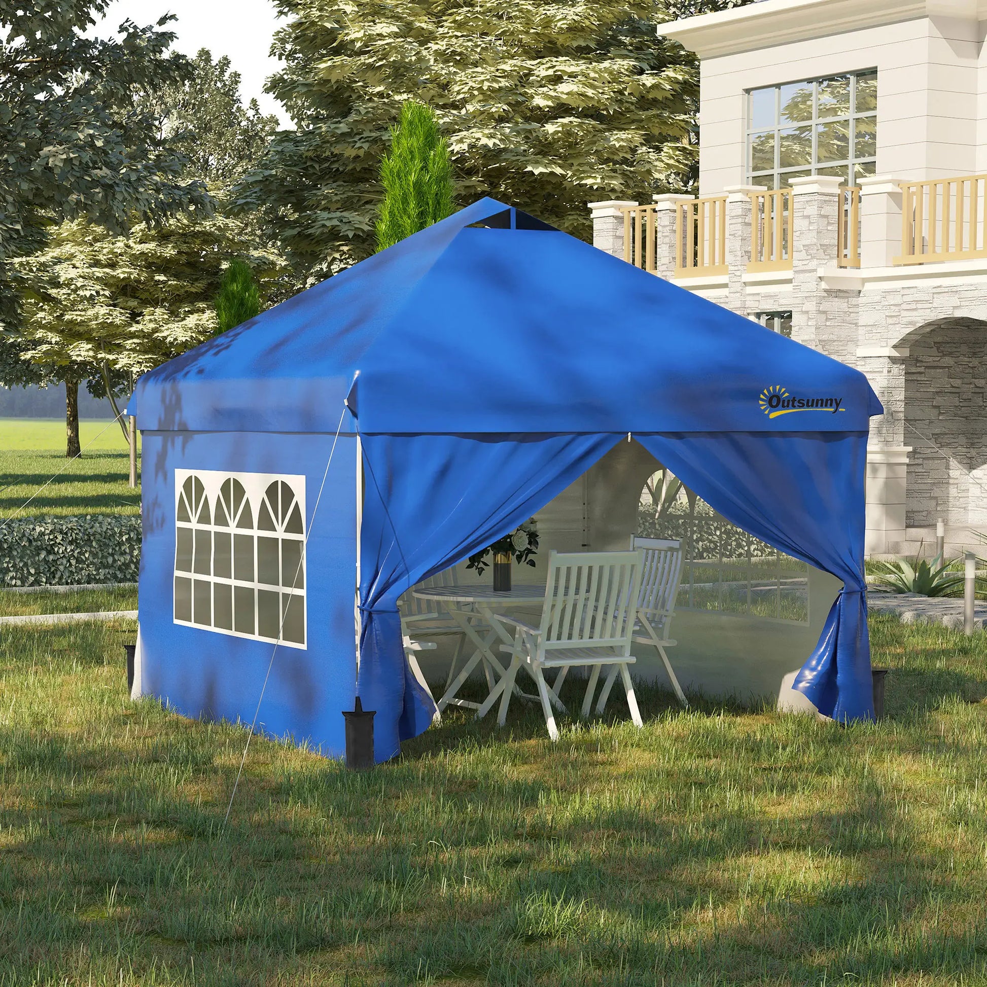 10' x 10' Pop Up Canopy Tent, Instant Sun Shelter, Blue Pop Up Canopies at Gallery Canada