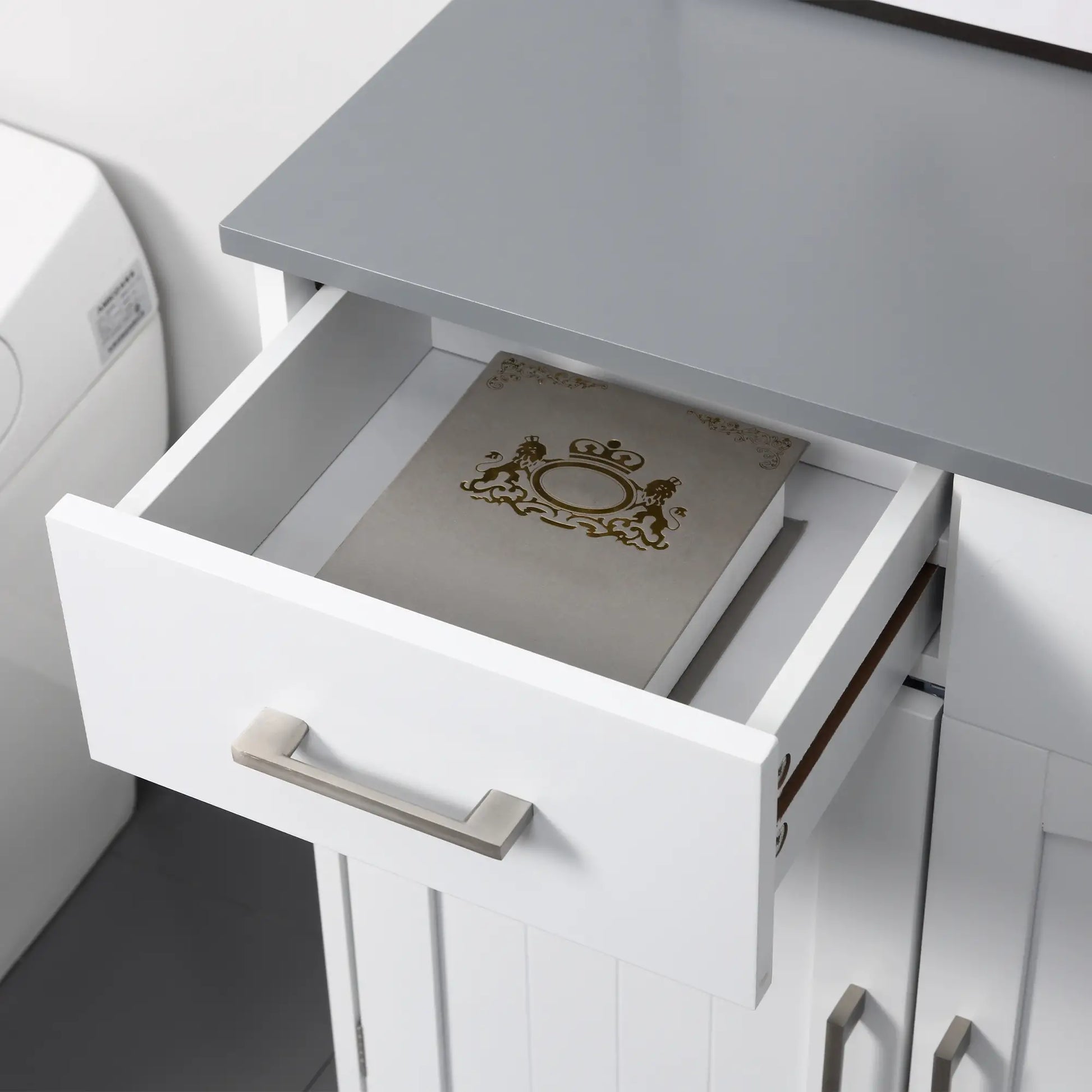 Freestanding Bathroom Cabinet, 2 Drawers, Double Doors, Adjustable Shelf, White Bathroom Cabinets at Gallery Canada