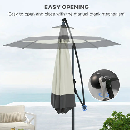 10 FT Cantilever Umbrella, Round Hanging Offset with Crank, Tilt, Grey Cantilever Umbrellas at Gallery Canada