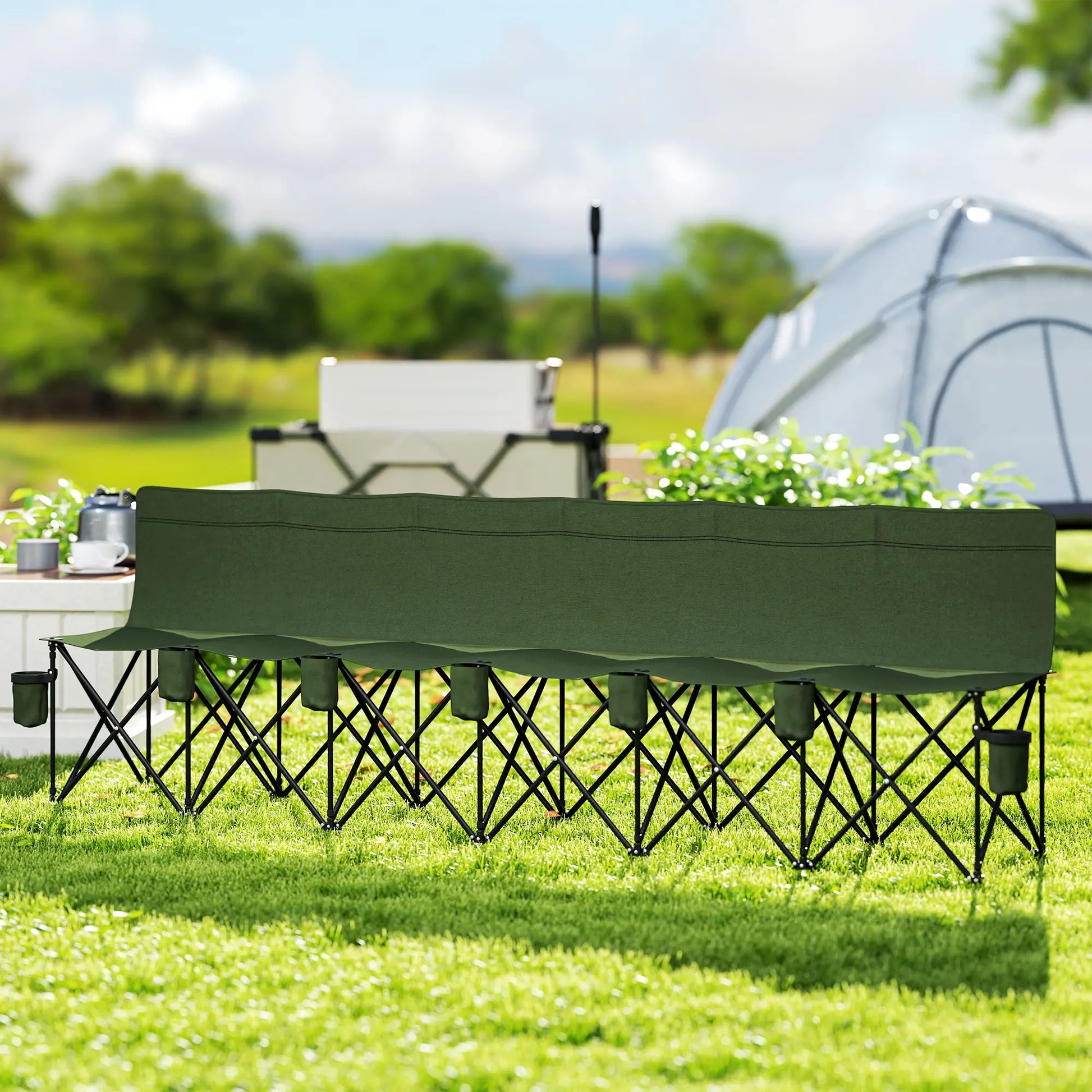 6 Seat Folding Camping Chair, Cup Holder, Carrying Case, Dark Green Picnic Tables & Camping Chairs at Gallery Canada