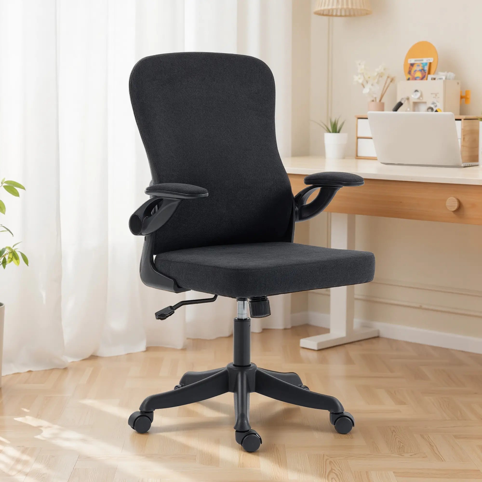 Ergonomic Office Chair, Adjustable Lumbar Support, Flip Up Armrests, Black Task Chairs at Gallery Canada