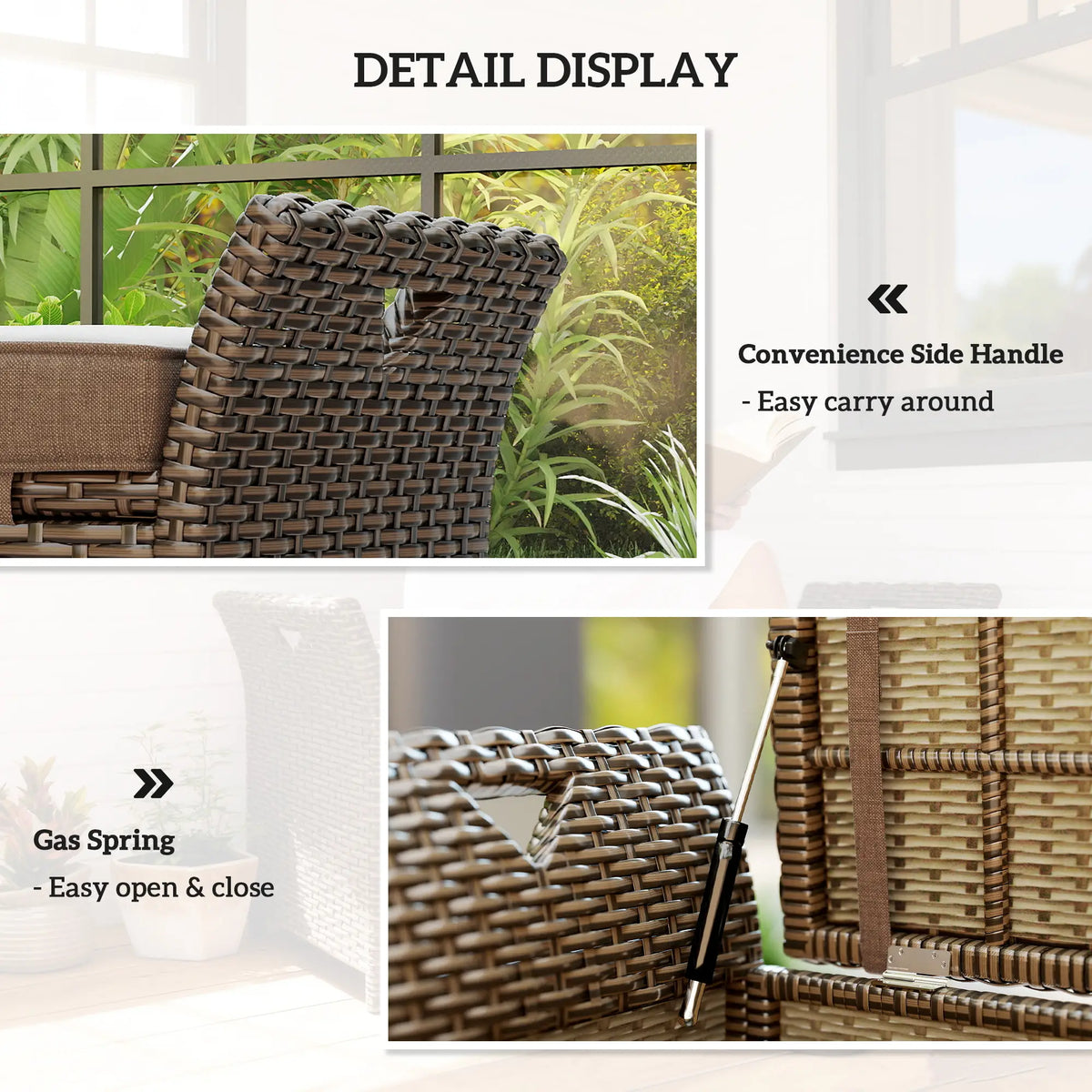 2-In-1 Outdoor Storage Bench, 29 Gallon Wicker Deck Box, Tan Patio Storage Boxes at Gallery Canada