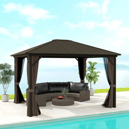 10' x 12' Hardtop Gazebo, Aluminum Frame, Coffee Gazebos at Gallery Canada