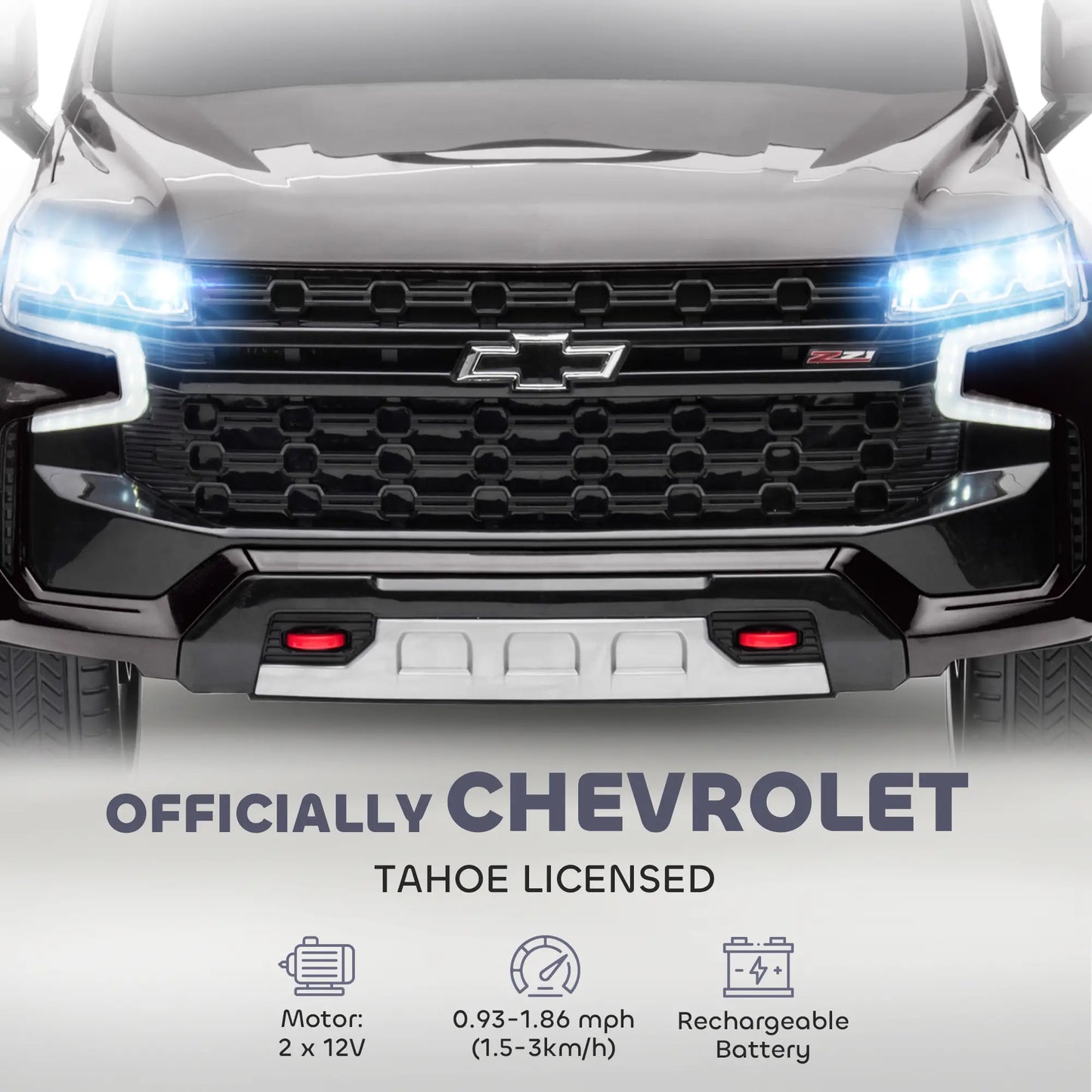 Chevrolet Tahoe Kids Ride on Car, 12V 7AH, Remote Control, 3 Speeds, Black Electric Toy Cars at Gallery Canada