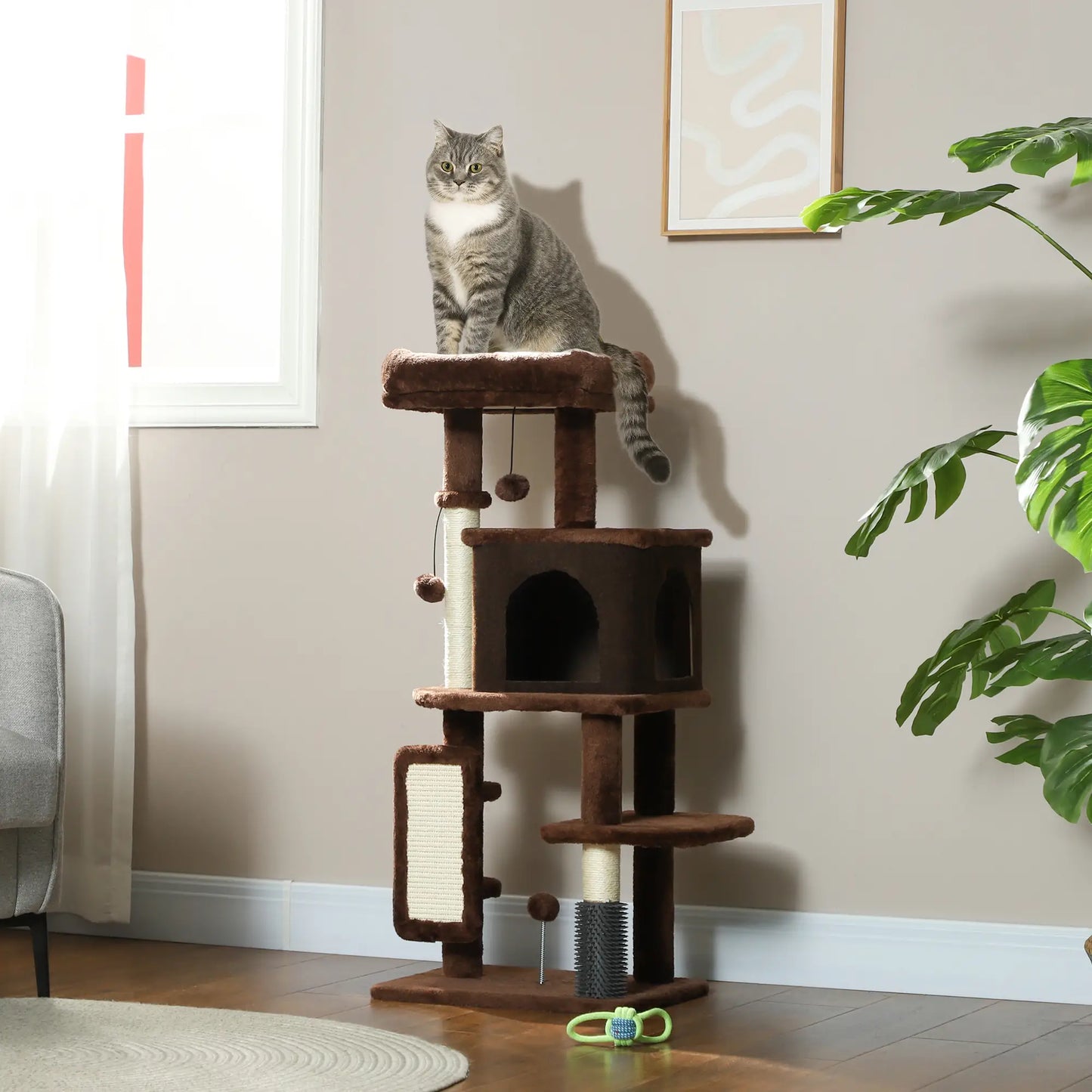 41" Cat Tree with Scratching Posts, Bed, Condo & Toys Multi-Level Cat Towers at Gallery Canada